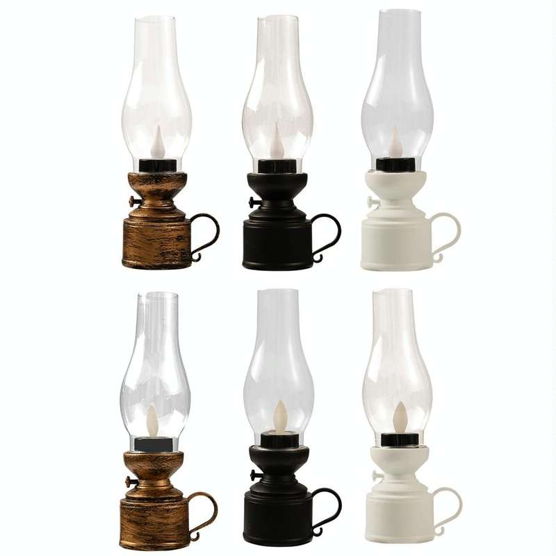 Retro Luminous Kerosene Lamp Christmas Simulation Oil Lamp Decoration, Spec: Water-drop (Bronze)