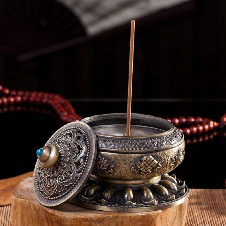 Eight Treasure Incense Burner Homeware Incense Burner Decoration, Size:Mdeium(Gold)