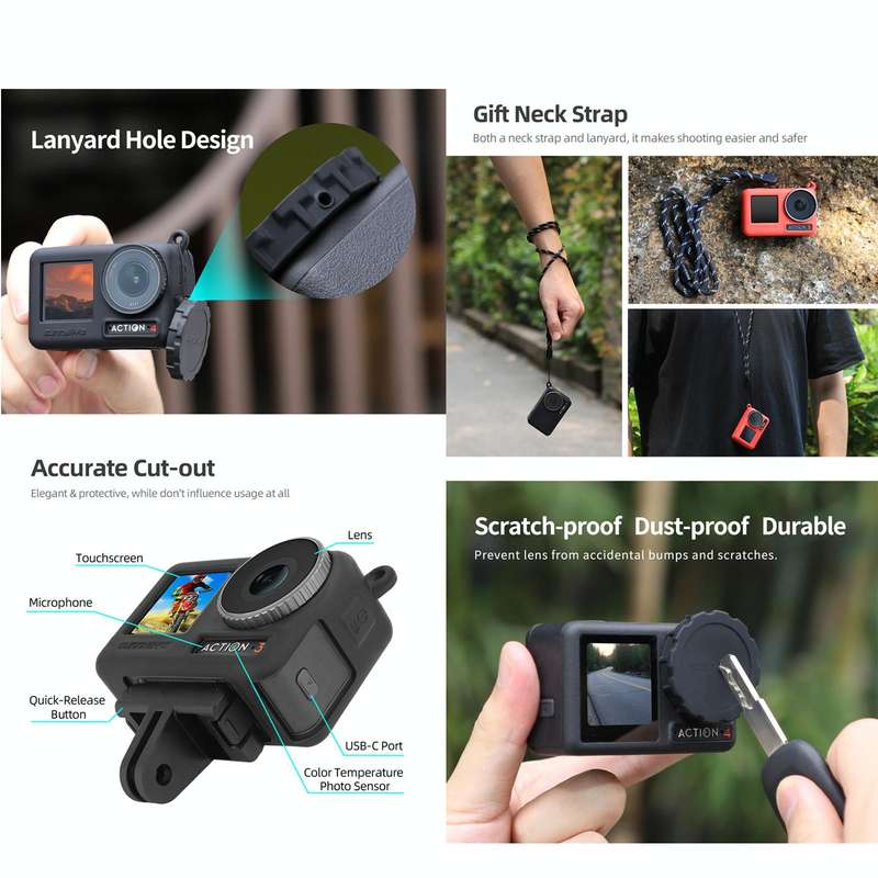 For DJI Osmo Action 3 / 4 Sunnylife 2pcs Scratch-resistant Camera Lens Cap Cover (Black)