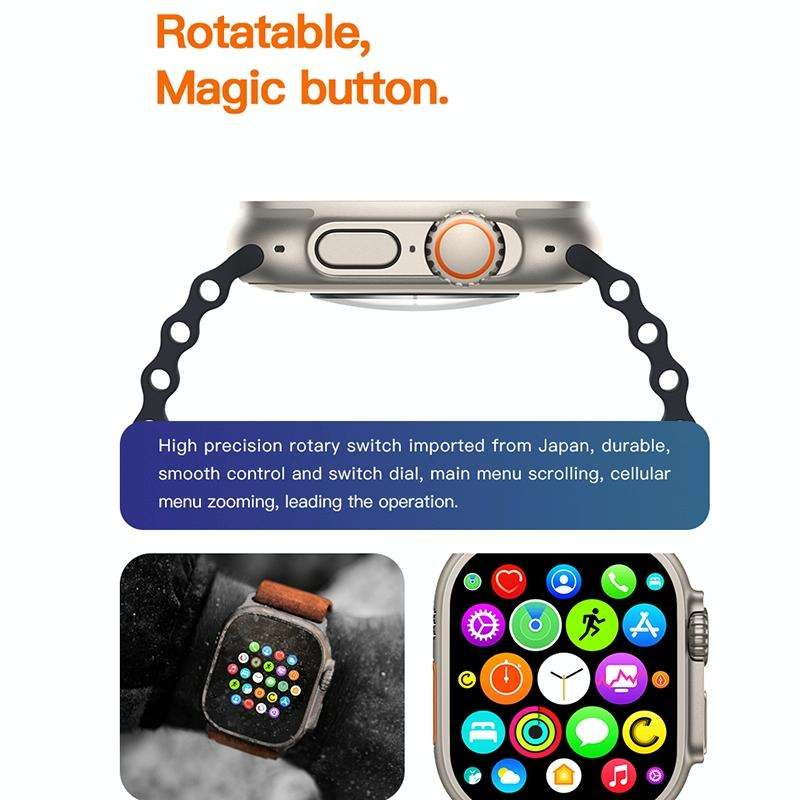 T800 Ultra 1.99 inch Ocean Silicone Band Smart Watch Support Heart Rate / ECG (Orange)