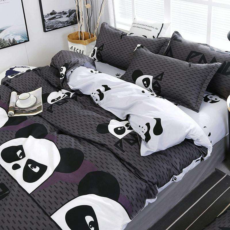 4 PCS/Set Bedding Set Happy Family Pattern Duvet Cover Flat Sheet Pillowcase Set, Size:2M(Foretime)