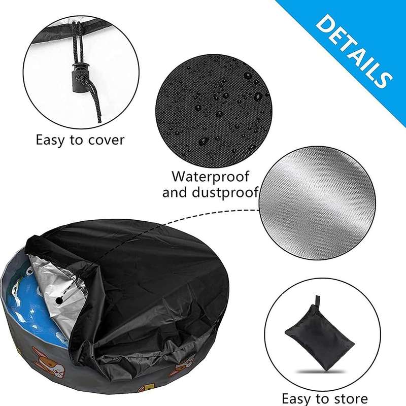 Foldable Round Sunscreen Dustproof Swimming Pool Cover, Specification: Black+Silver 162x30cm