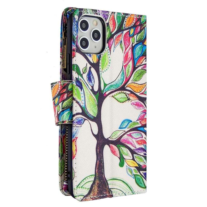 For iPhone 11 Colored Drawing Pattern Zipper Horizontal Flip Leather Case with Holder & Card Slot...