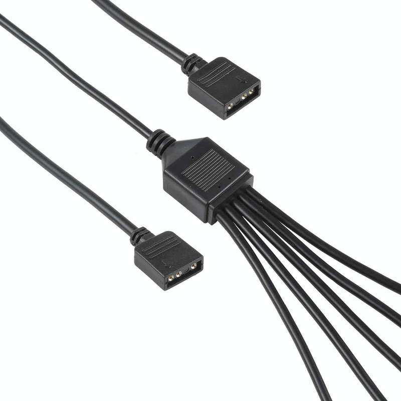 3 Pin 5V 1 to 5 Motherboard AURA RGB PC Cooling Extension Cable for Asus (Black)