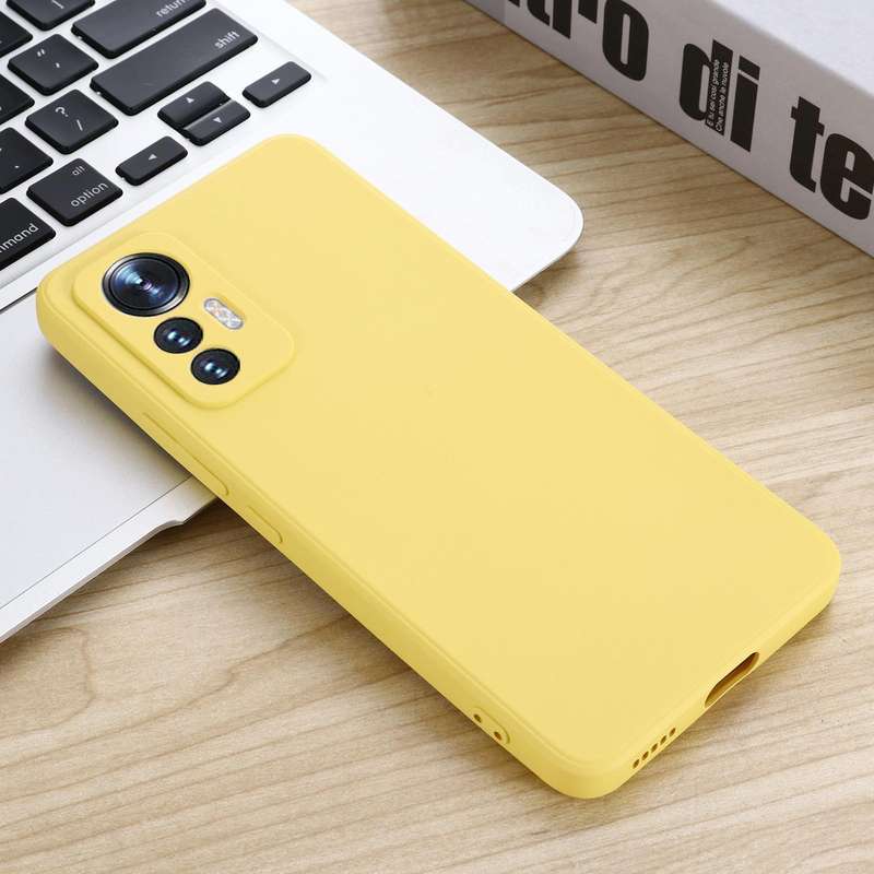 For Xiaomi 12 Lite Solid Color Liquid Silicone Full Coverage Phone Case(Yellow)