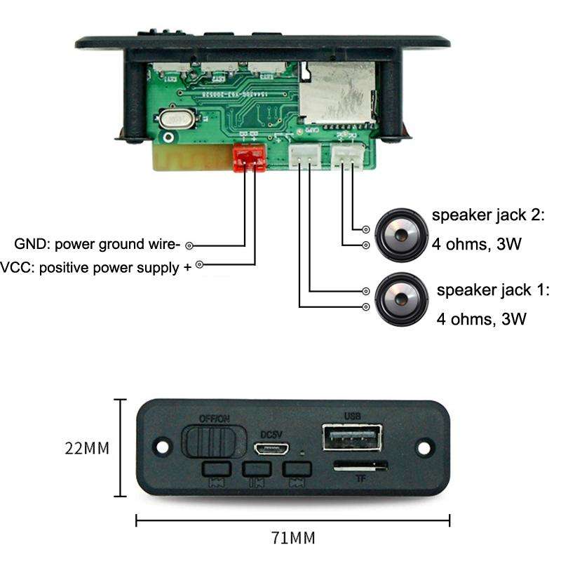 JQ-D102BT With Amplifier Recording Calls MP3 Bluetooth Decoder Board Module(Black)