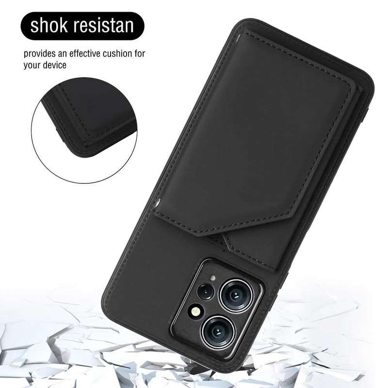 For Xiaomi Redmi Note 12 4G Skin Feel PU + TPU + PC Card Slots Phone Case(Black)