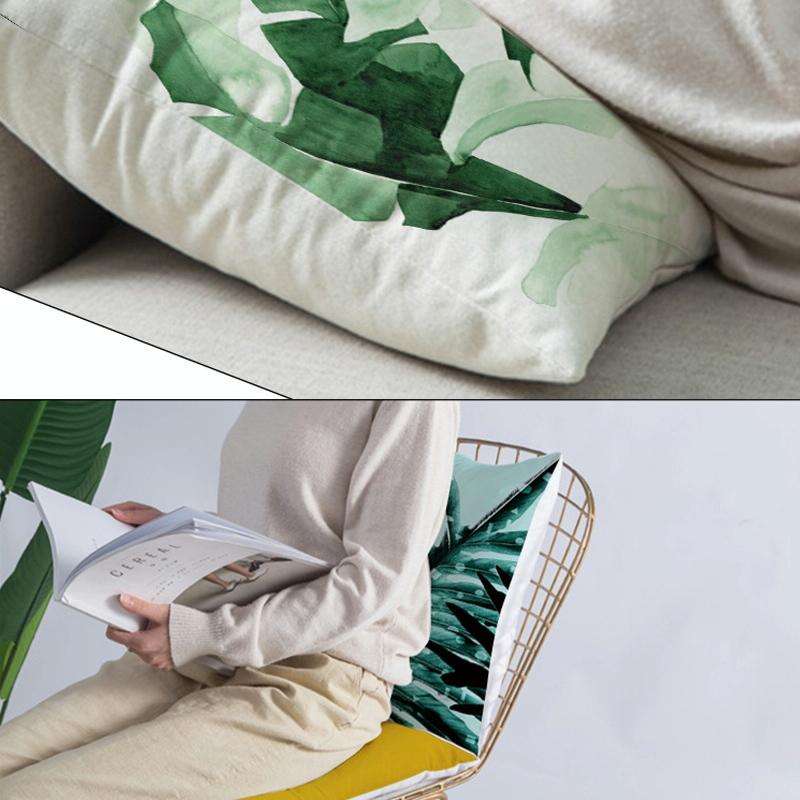 Tropical Plants Pillow Case Polyester Decorative Pillowcases Green Leaves Throw Pillow Cover Squa...