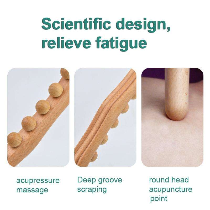 Eight-beaded Beech Wood Massage Stick Meridian Dredging Rolling Stick 53cm