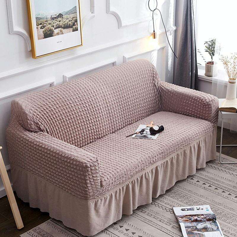 Living Room Stretch Full Coverage Skirt Style Sofa Cover, Size: Double M 145-185cm(One-color Must...