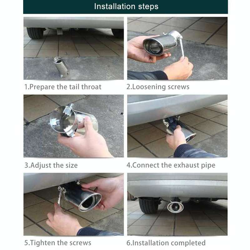 Universal Car Styling Stainless Steel Straight Bolt-on Exhaust Tail Muffler Tip Pipe with Mesh(Bl...