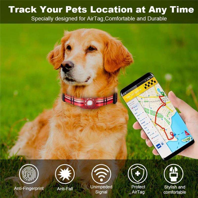 Geometric Print Ethnic Pet Collar for AirTag, Specification: M(Pink Rose)