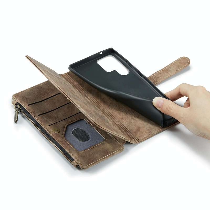 For Samsung Galaxy S22 Ultra 5G CaseMe C30 Multifunctional Phone Leather Case with Holder & Card ...