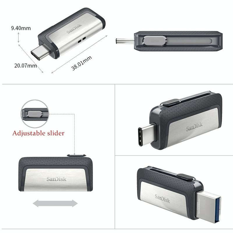SanDisk SDDDC2 Type-C + USB 3.1 High Speed Mobile Phone OTG U Disk, Capacity: 32GB