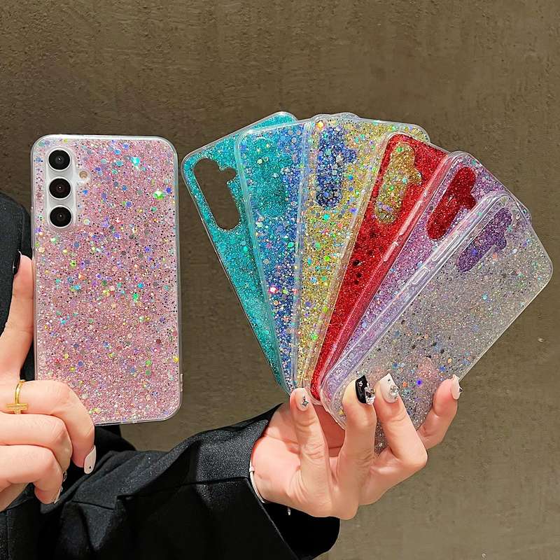 For Samsung Galaxy A54 5G Glitter Sequins Epoxy TPU Phone Case(Purple)