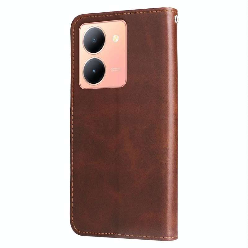 For vivo Y36 4G / 5G Global Fashion Calf Texture Zipper Leather Phone Case(Brown)