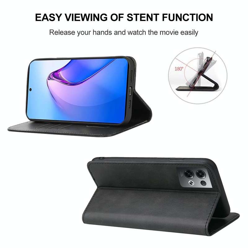 For OPPO Reno8 Pro Magnetic Closure Leather Phone Case(Black)