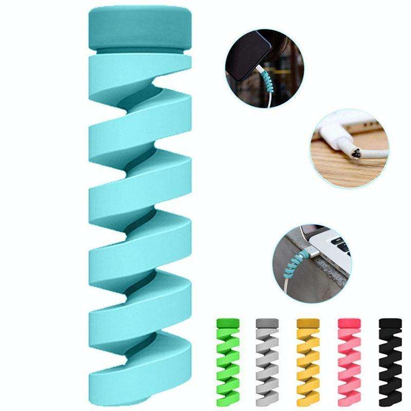 Spiral Style Silicone Data Cable Protective Cover Anti-wire Break Winder(Black)