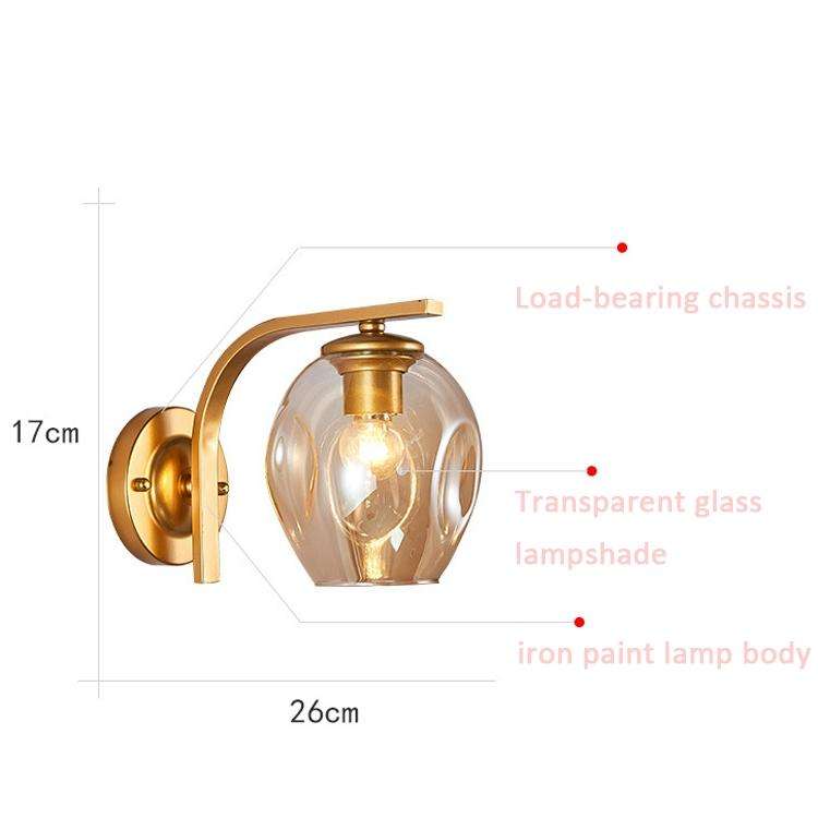 5W Warm Light Simple Bedroom Study Bedside Lamp LED Wall Lamp Creative Corridor Wall Lamp(2033 Gold)