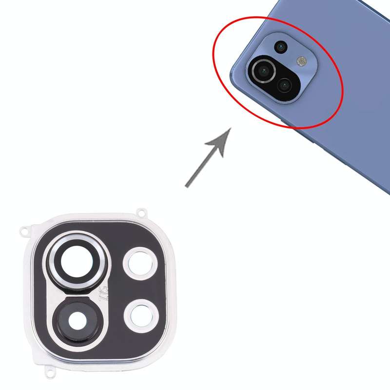 Back Camera Lens Frame for Xiaomi Mi 11 M2011K2C, M2011K2G (Silver)