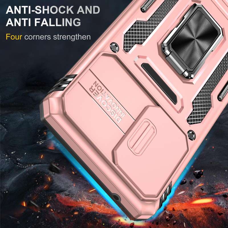 For Samsung Galaxy A52 5G/4G Armor PC + TPU Camera Shield Phone Case(Rose Gold)
