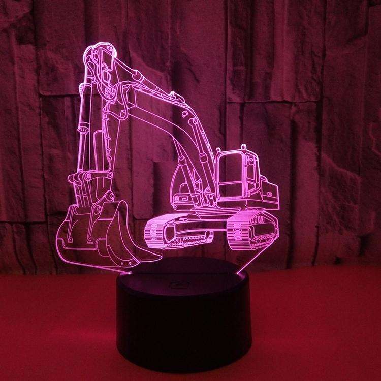 3W Excavator 3D Light Colorful Touch Control Light Creative Small Table Lamp with Black Base, Sty...