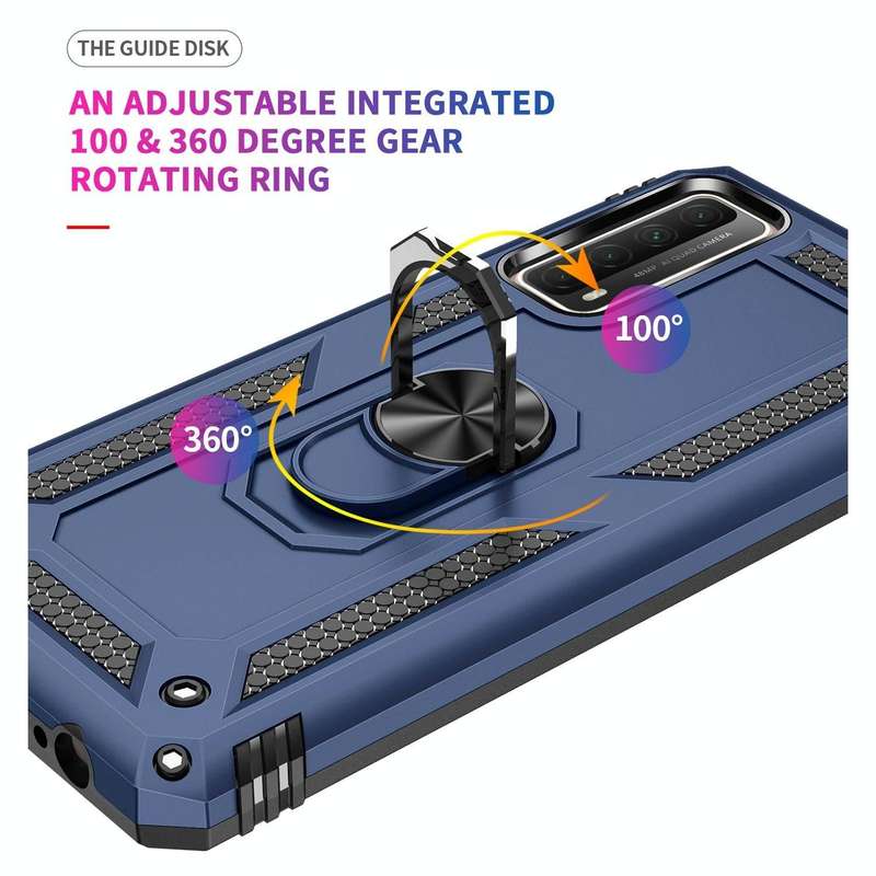 For Huawei P Smart 2021 Shockproof TPU + PC Protective Case with 360 Degree Rotating Holder(Blue)