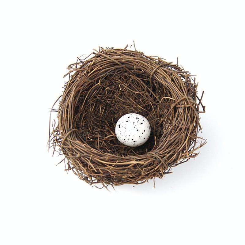 8cm Simulation Bird Nest + 1 PCS Bird Egg Holiday Decoration