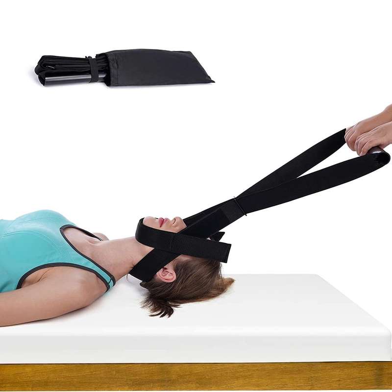 Y -Shaped Spine Chiropractic Decompression Traction Tool with Chin Strap, Size: Free Size(Black)