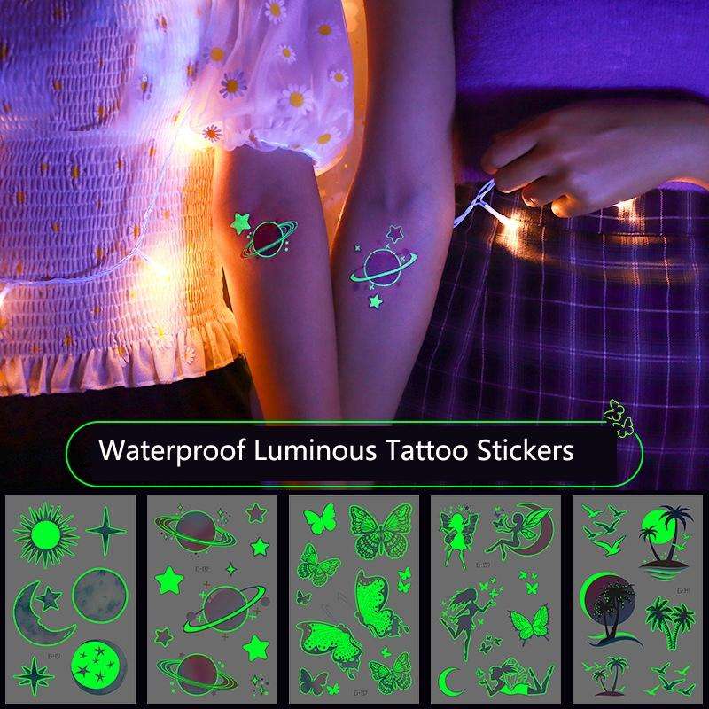 10 PCS Waterproof Luminous Tattoo Stickers Gradient Temporary Tattoo Stickers(EI-137)