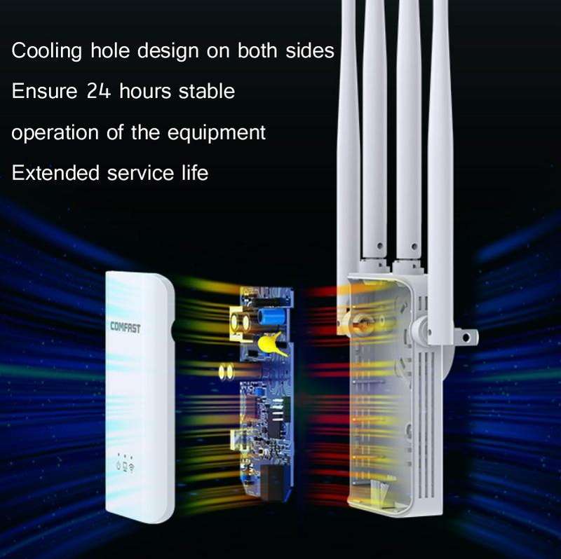 Comfast CF-WR304S 300M 4 Antenna Wireless Repeater High-Power Through-Wall WIFI Signal Amplifier,...