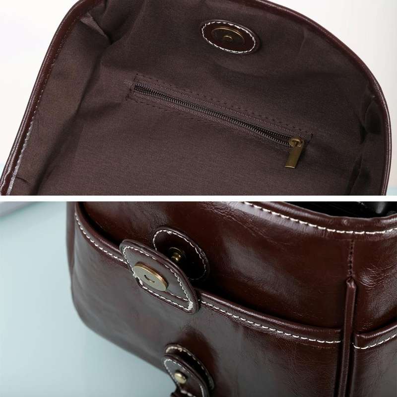 Portable Digital Camera Shoulder Bag Soft PU Leather Bag with Strap, Size: 21cm x 15cm x 20cm (Co...