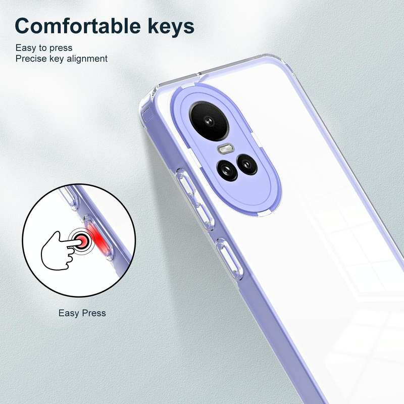 For OPPO Reno10 5G/Reno10 Pro 5G 3 in 1 Clear TPU Color PC Frame Phone Case(Purple)