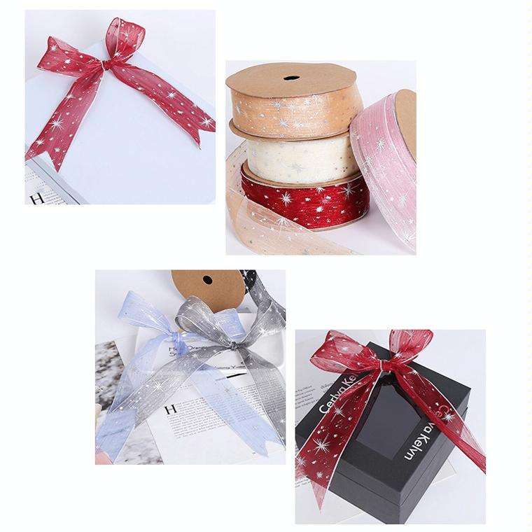 Starry Sky Yarn Ribbon Gift Box Packaging Bow Tie Ribbon, Specification: 2.5CM(Black)