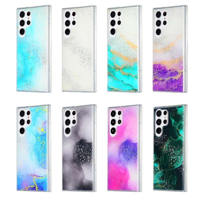 For Samsung Galaxy A54 5G Dual-side IMD Marble Phone Case(White Green)