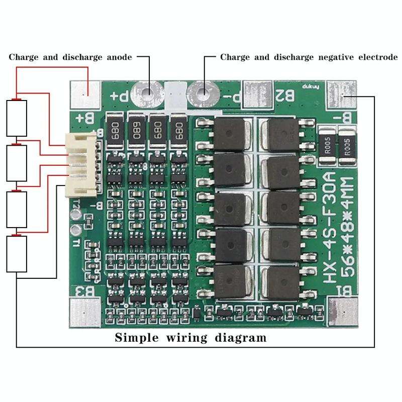 4 S 14.8V / 12.8V 30A Lithium Battery Protective Plate With Equalizer Lithium Iron Phosphate Batt...