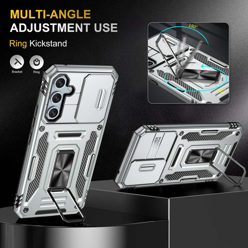 For Samsung Galaxy S23 FE 5G Armor PC + TPU Camera Shield Phone Case(Grey)
