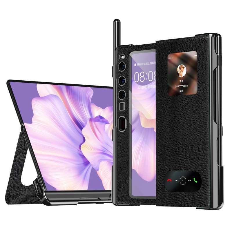 For Huawei Mate Xs 2 integrated Cross Pattern Electroplating All-inclusive Phone Case with Stand(...