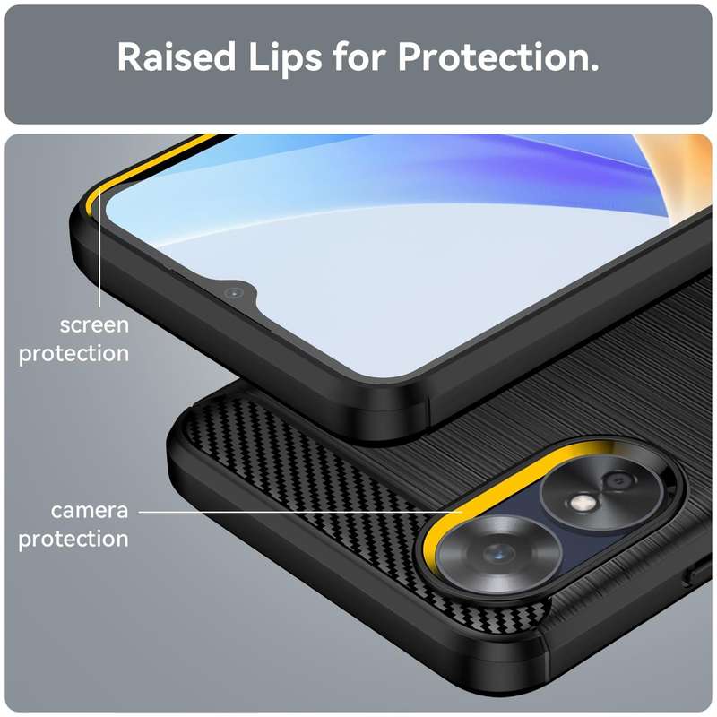 For OPPO A17k Brushed Texture Carbon Fiber TPU Phone Case(Black)