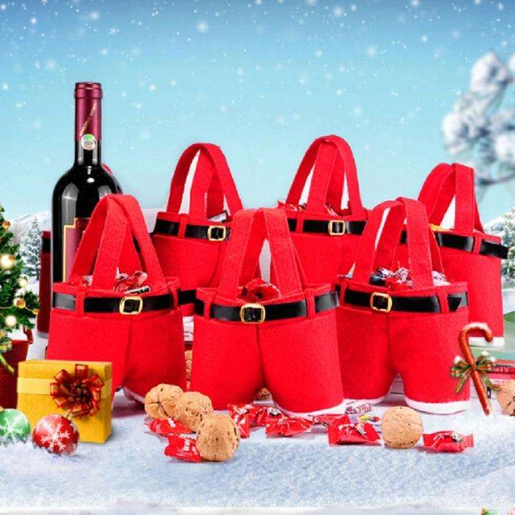 Santa Claus Suspenders Pants Candy Bottle Gift Bag Decoration