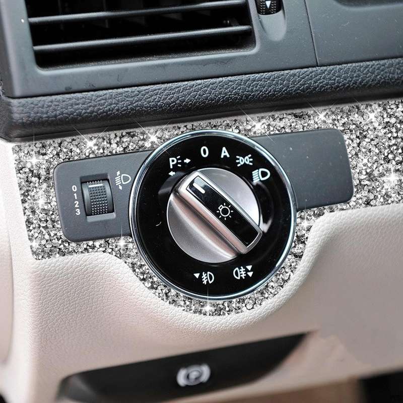 For Mercedes-Benz C-class W204 2007-2010 Car Headlight Frame Diamond Decorative Sticker, Left-han...