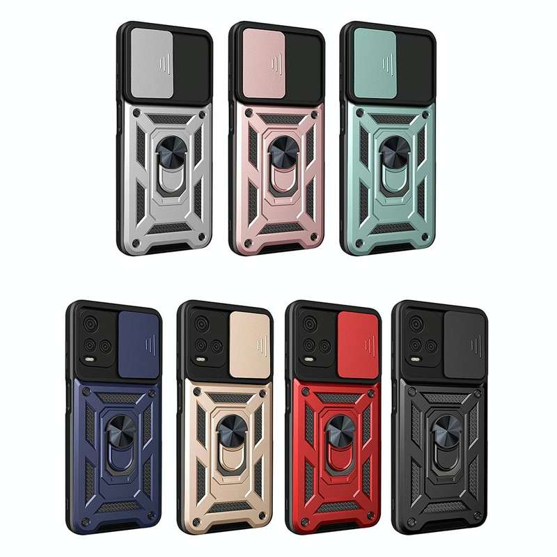 For vivo Y21s Sliding Camera Cover TPU+PC Phone Case(Black)