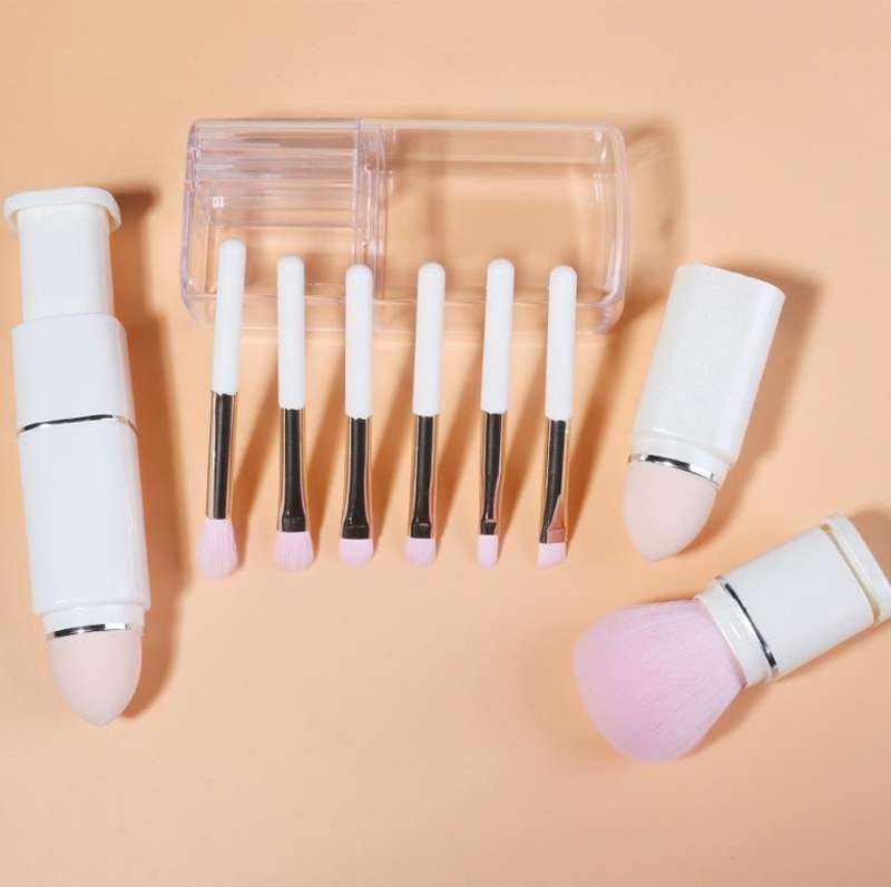 8-in-1 Square Makeup Brush Mini Portable Retractable Blush Brush Eye Shadow Brush Novice Makeup S...