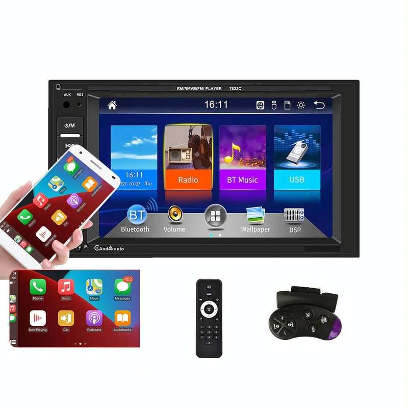 7622C 6.2 inch Dual Spindle HD Car Universal MP5 Carplay Player, Style: Standard