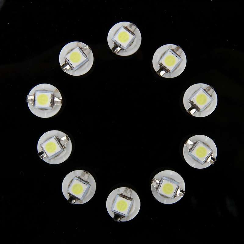 10 PCS 0.5W B8.5 Wedge Instrument Panel LED Light Dashboard Gauge Cluster Indicator Lamp Bulb (Wh...