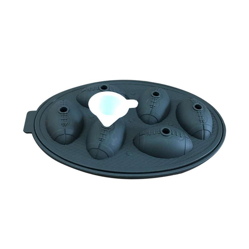Rugby Shape 3D Ice Cube Mold Maker Bar Party Silicone Trays Chocolate Mold Kitchen Tool (Black)