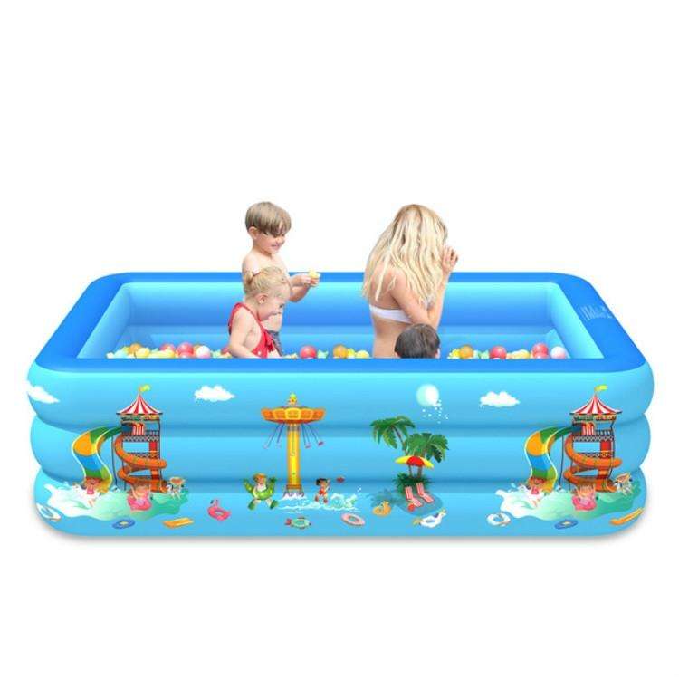 Household Indoor and Outdoor Amusement Park Pattern Children Square Inflatable Swimming Pool, Siz...