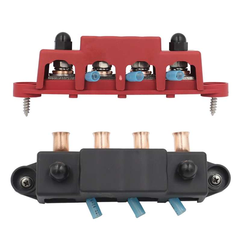 Black M10 Stud RV Ship High Current Power Distribution Terminal Block with Accessories