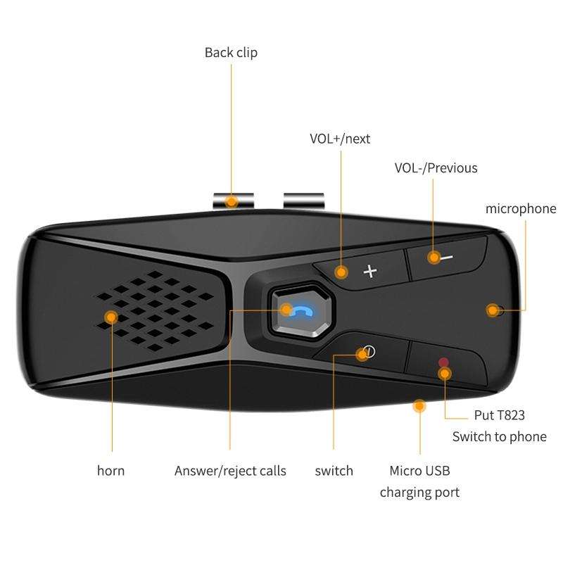 T823 Car Sun Visor Bluetooth Hands-free Call Speaker