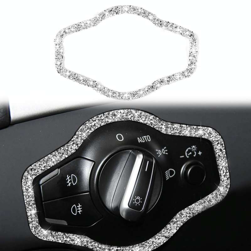 For Audi A4 / A5 / Q5 Car Headlight Switch Frame Diamond Decoration Sticker, Left and Right Drive